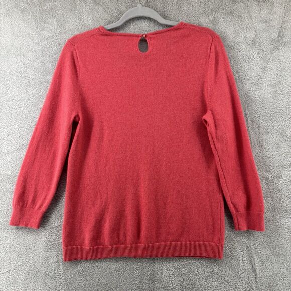 Talbots Sweater Womens L Orange Pure Cashmere Jewel Key Hole Neck Long Sleeve - Picture 6 of 14